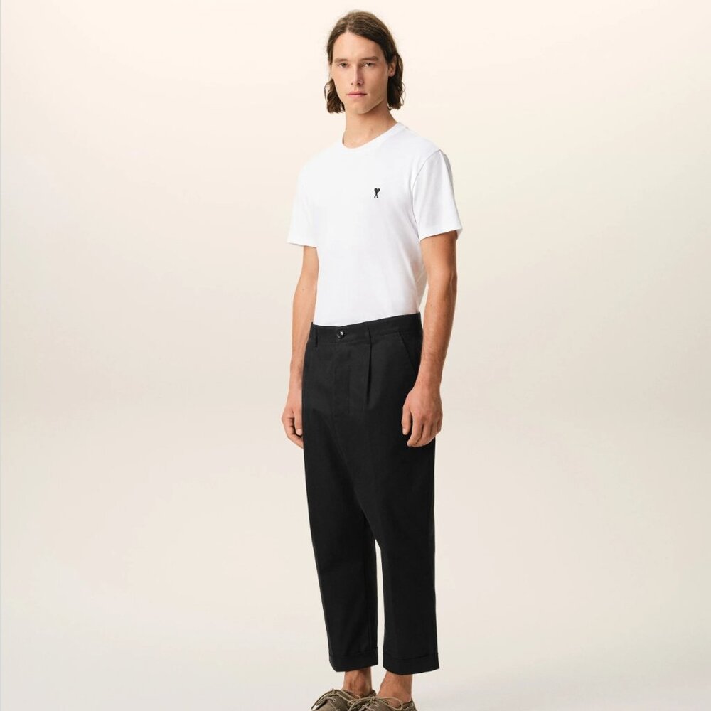 AMI Paris Alexandr Mattiusi Black Cotton Gabardine Carrot Oversized Fit Trousers - Picture 4 of 4